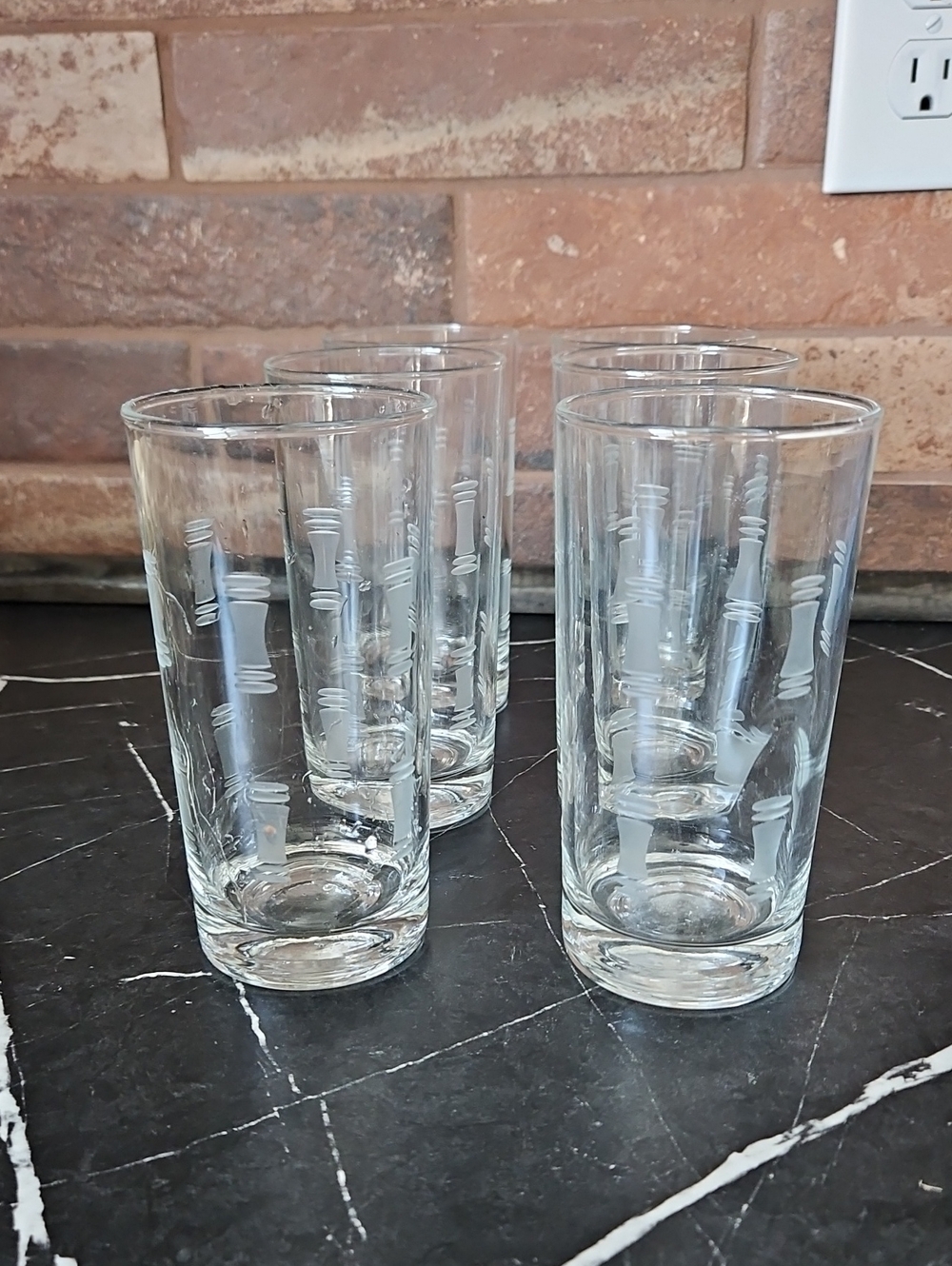 Sasaki Clear Etched Pattern Highball Glasses - Set of 4